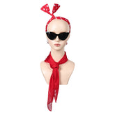 Movie Grease: Rydell High Pink Lady Red Suit Cat Eye Glasses Tie Scarf Socks Earrings 1950's Womens Accessories Props